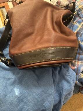 Marino Orlandi Italian Leather Two-Tone Brown and Black Bucket Bag Backpack